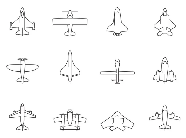 Ikony siluety letadla — Stockový vektor