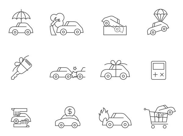 Bil försäkring ikoner — Stock vektor