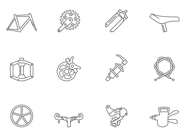 Componenti per biciclette serie icone — Vettoriale Stock