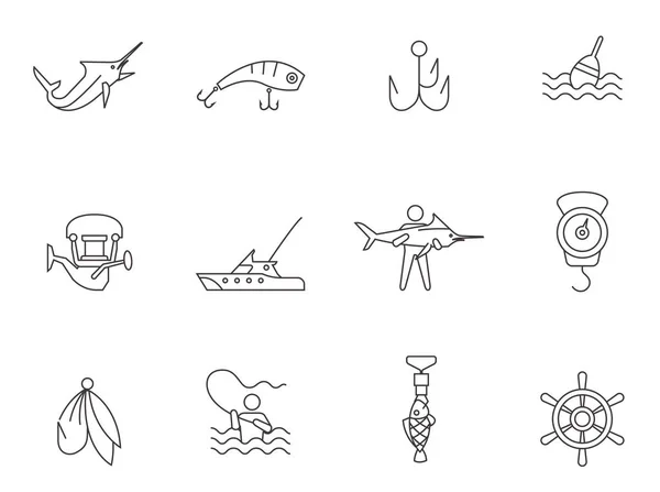 Fishing icons set — Stock Vector