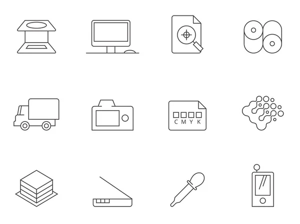 Iconos de impresión y diseño gráfico — Vector de stock