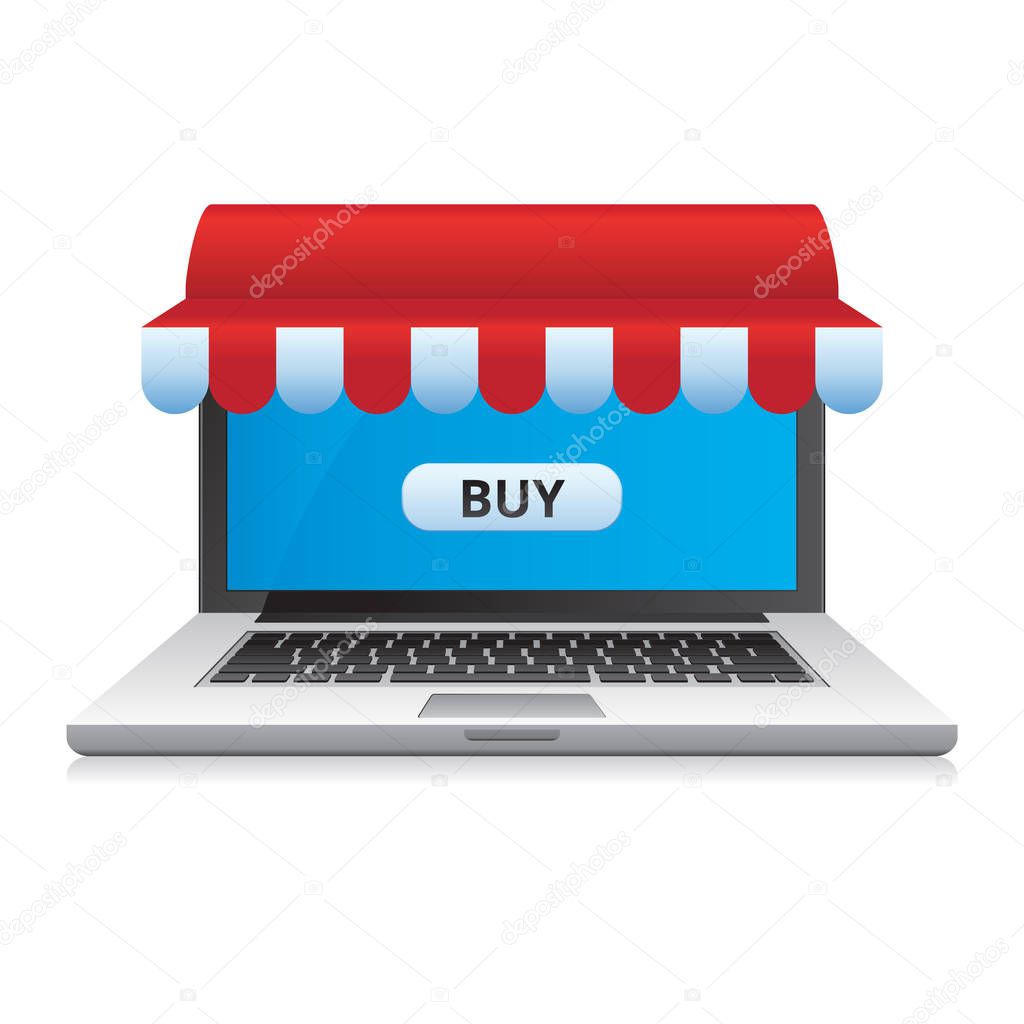 Online store on laptop