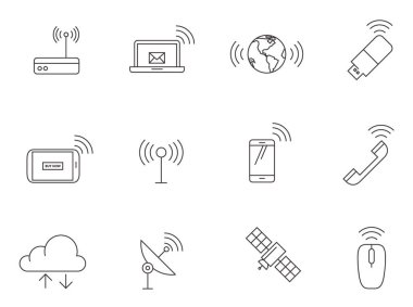 Wireless technology icons clipart