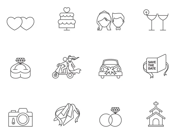 Ensemble d'icônes de mariage — Image vectorielle