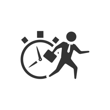 İşadamı saat simgesine tek renkli.