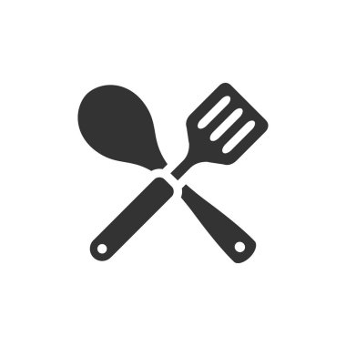 Tek renk simgesinde spatula.