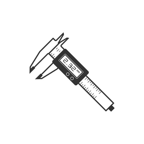 Digital caliper icon in single color.