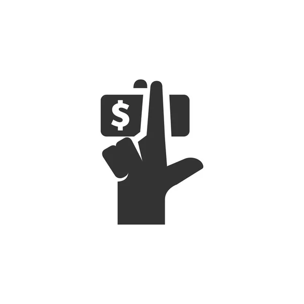 Main tenant icône argent — Image vectorielle