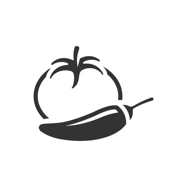 Icono de tomate y pimienta — Vector de stock