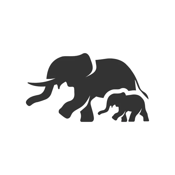 Ikona słonie w jeden kolor szary. — Wektor stockowy