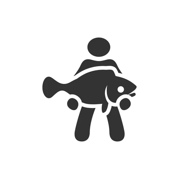 Hombre con icono de pescado — Vector de stock