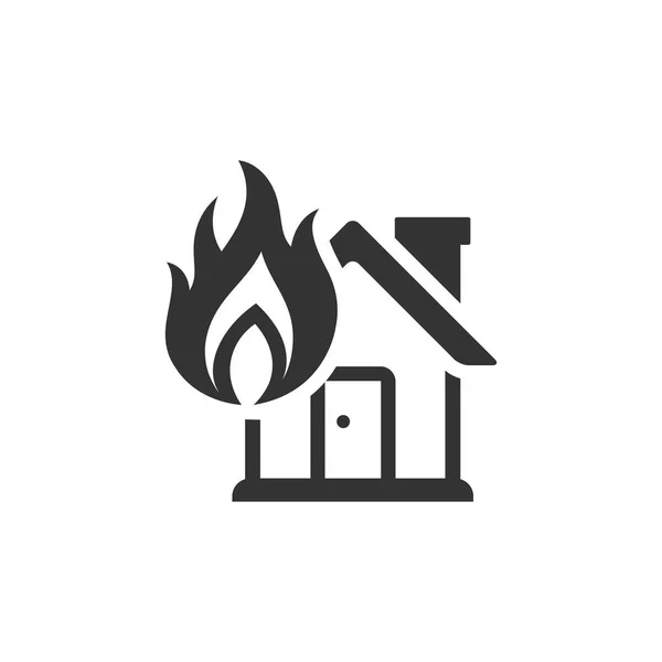 Casa icono de fuego en un solo color . — Vector de stock