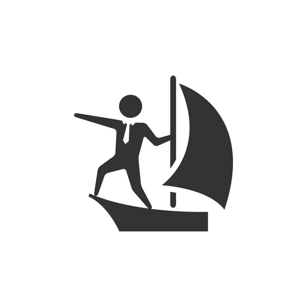 Biznesmen żeglarstwo ikona w jednym kolorze — Wektor stockowy