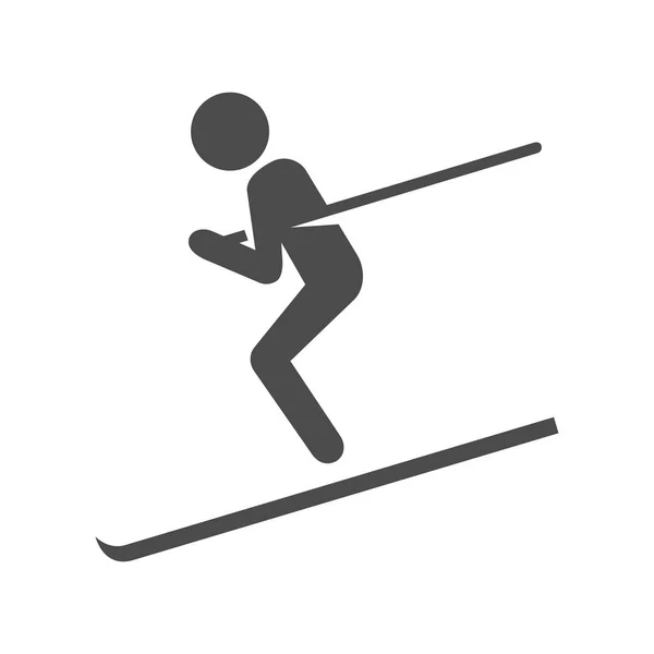 Ski pictogram in zwart-wit — Stockvector