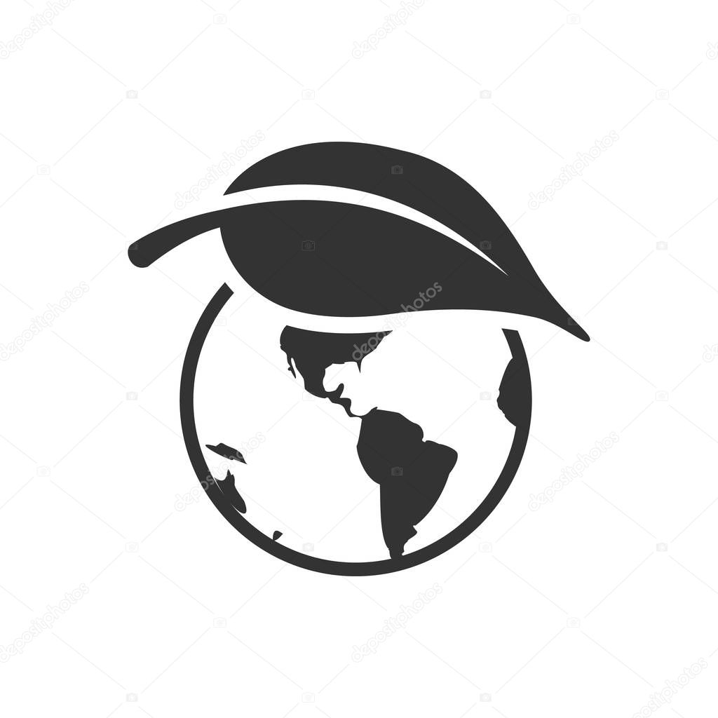 Globe with leaf icon 
