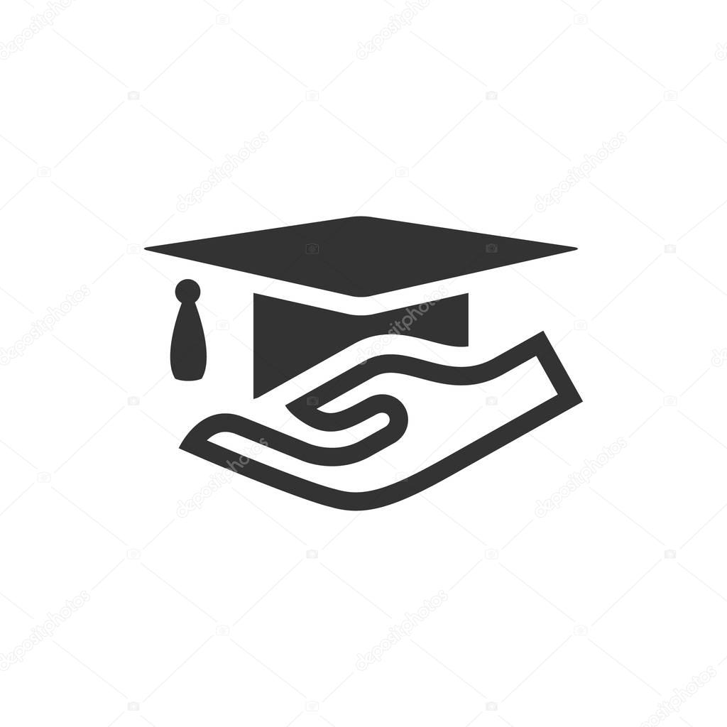 Hand holding diploma icon 