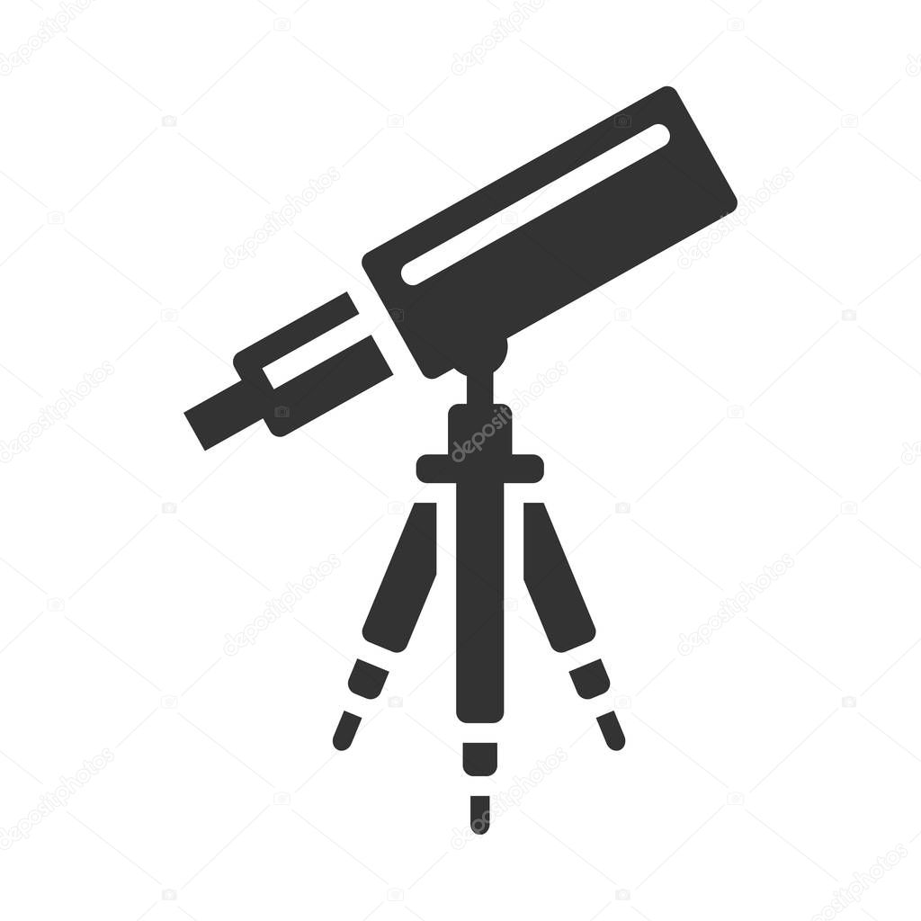 Telescope icon in single grey color.