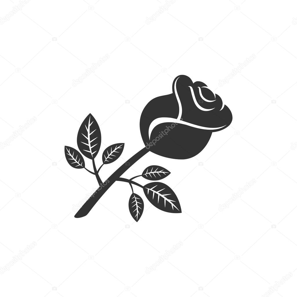 Rose icon in single grey color. 