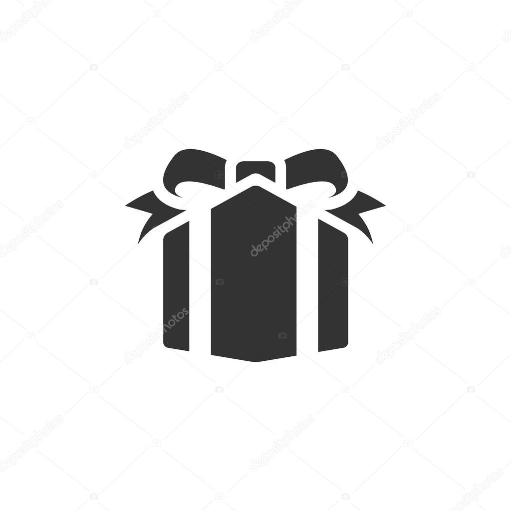 Gift box icon in single grey color. 