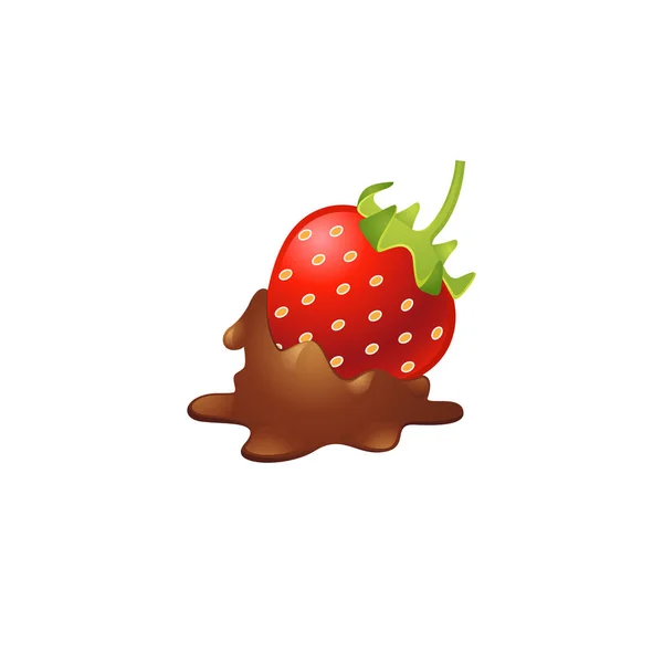 Strawberry with chocolate icon — Stock Vector