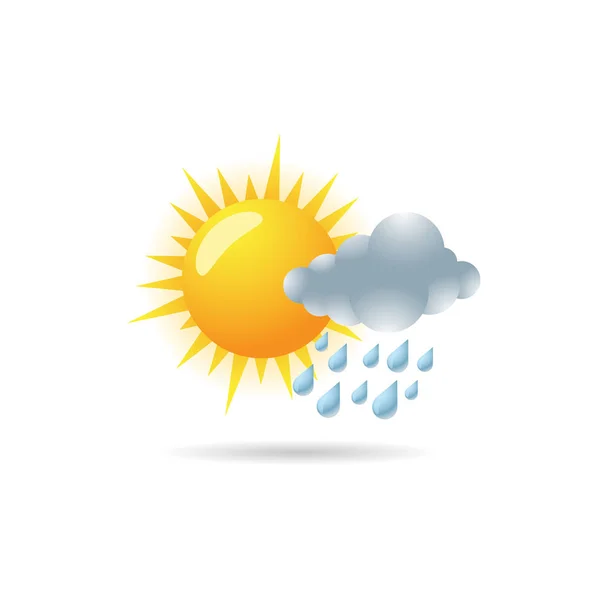 Météo ciel couvert partiellement pluie icône — Image vectorielle