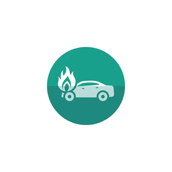 Carro no ícone de fogo — Vetor de Stock