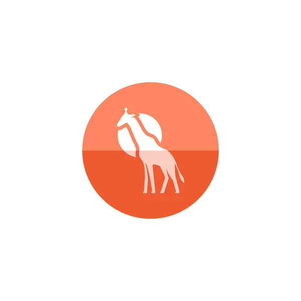 Düz renk daire tarzı zürafa simgesi — Stok Vektör