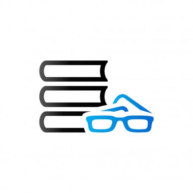 Duo Tone Icon - Books and glasses clipart
