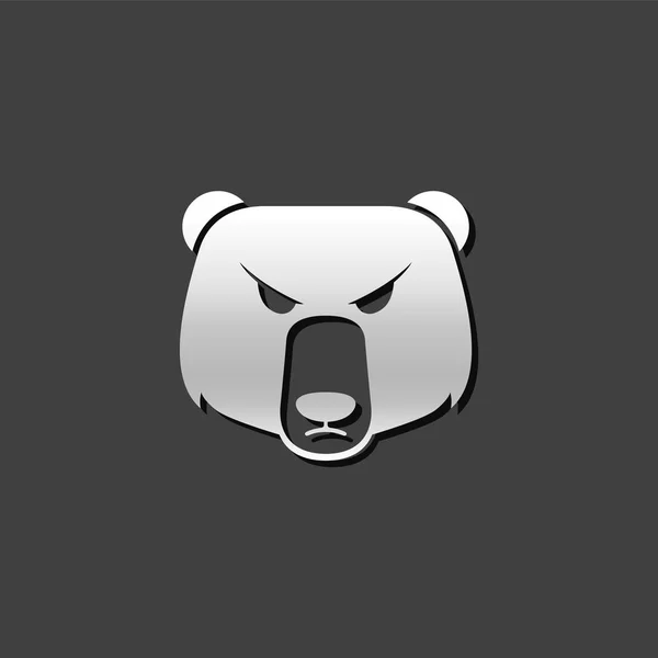 Fémes ikon - medve — Stock Vector
