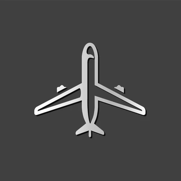 Icono metálico - Avión comercial — Vector de stock