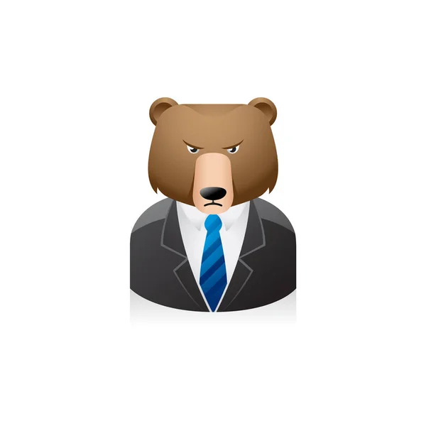 Ведмідь Бізнесмен аватар значок — стоковий вектор