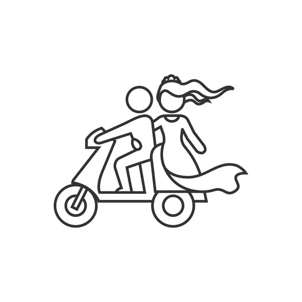 Icône contour - Scooter de mariage — Image vectorielle