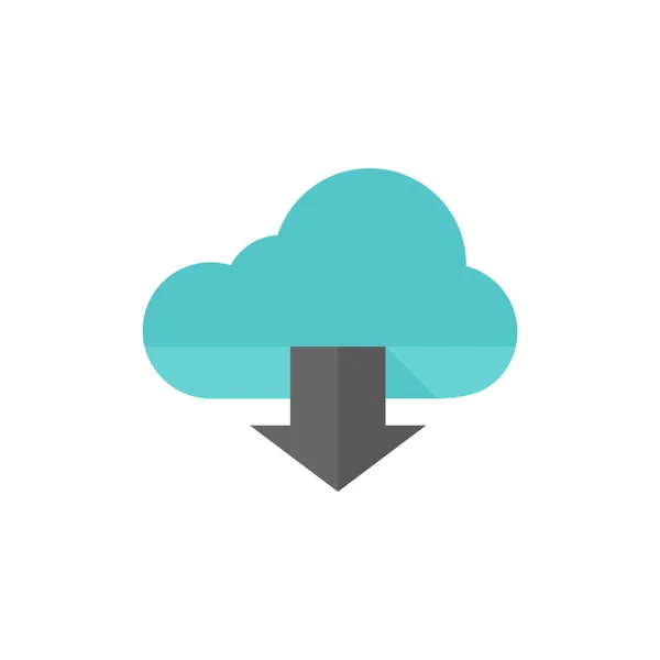 Plochý ikona - Cloud stahování — Stockový vektor