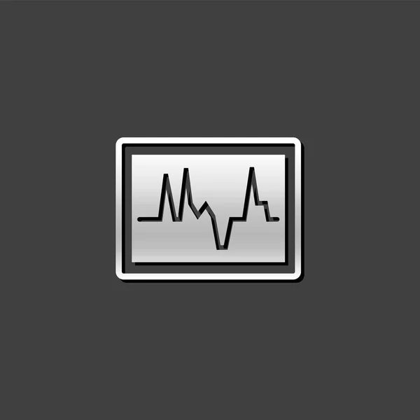 Icono metálico - Monitor de frecuencia cardíaca — Vector de stock