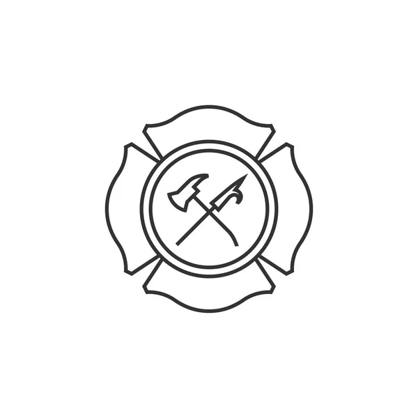 Icono del esquema - emblema del bombero — Vector de stock