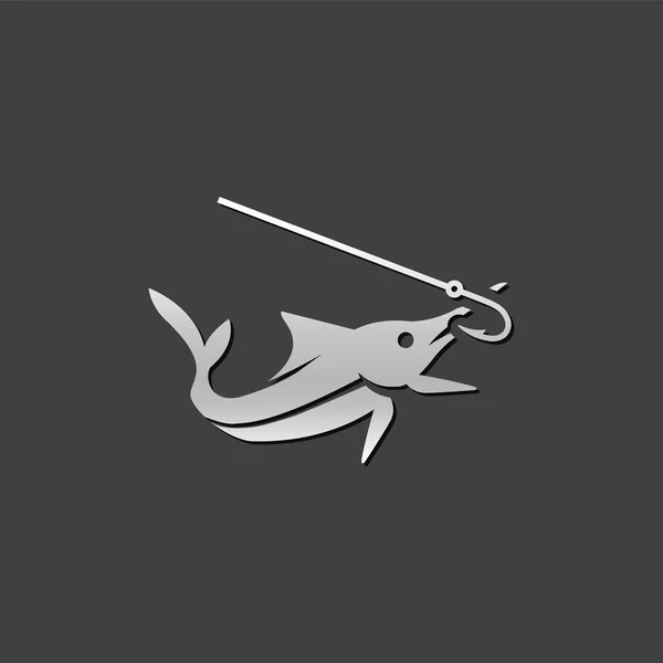 金属图标-上钩的鱼 — 图库矢量图片