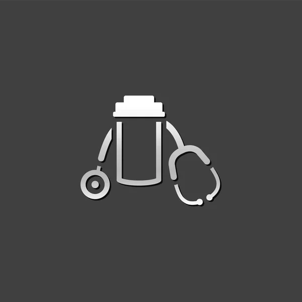 Металева ікона - Таблетки пляшковий стетоскоп — стоковий вектор