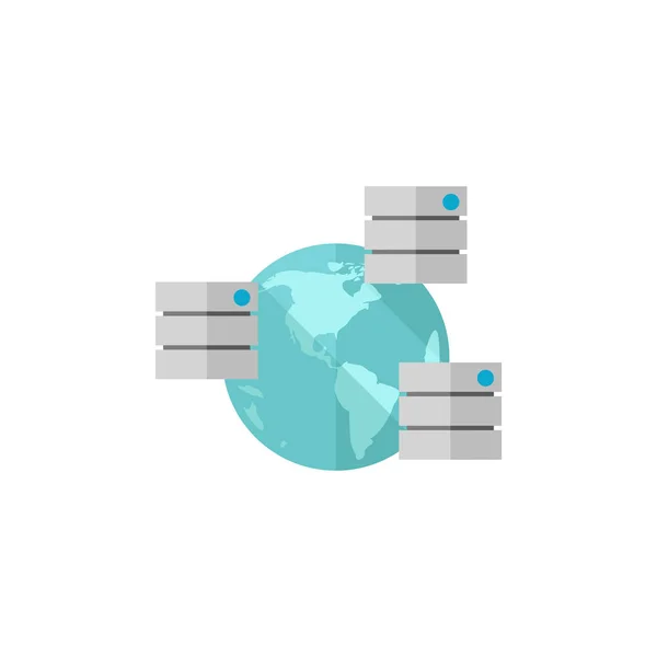 Icona piatta - Server globale — Vettoriale Stock