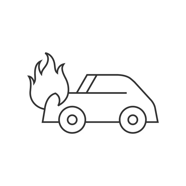 Περίγραμμα εικονίδιο - αυτοκίνητο στην πυρκαγιά — Διανυσματικό Αρχείο