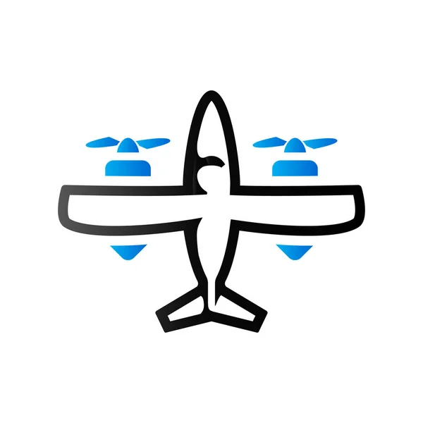 Icono de tono dúo - Avión vintage — Vector de stock