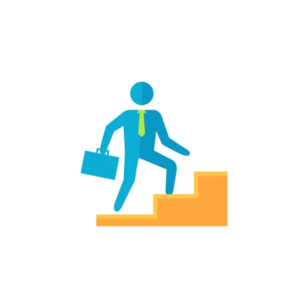 Icono plano - Escalera de hombre de negocios — Vector de stock