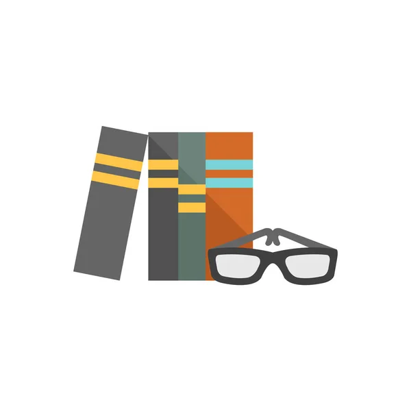 平面图标-书籍和眼镜 — 图库矢量图片