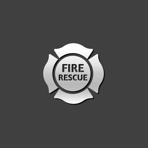 Icono metálico - emblema de bombero — Vector de stock