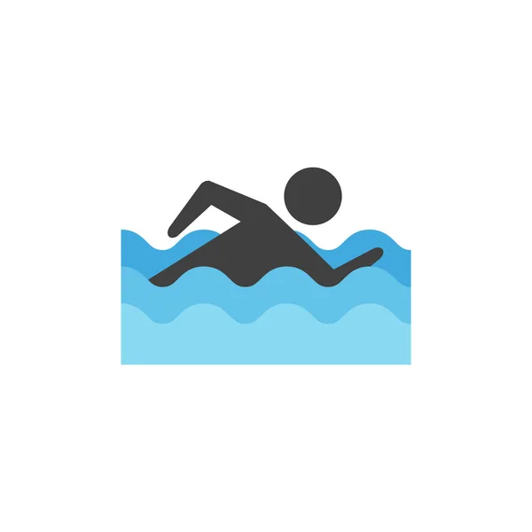 Flache Ikone - Mann schwimmt — Stockvektor