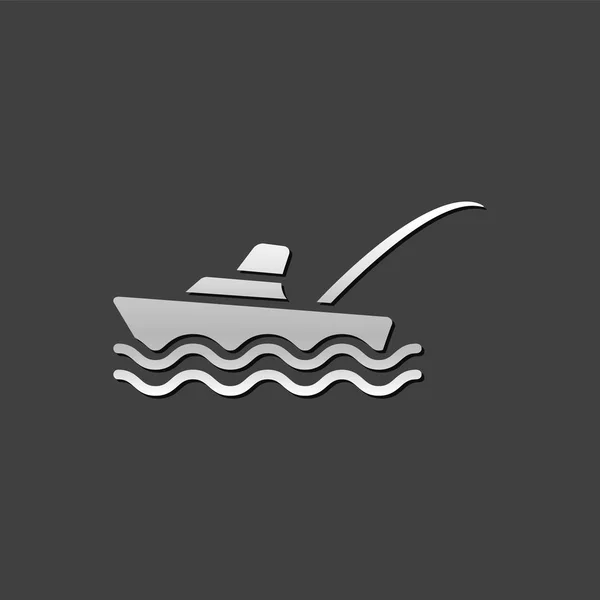 Icona metallica - Barca da pesca — Vettoriale Stock