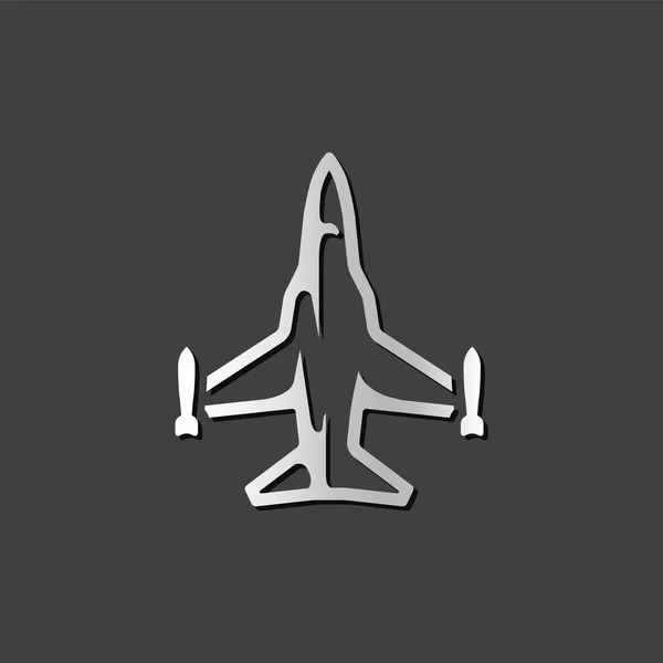Icono metálico - Avión de combate — Vector de stock