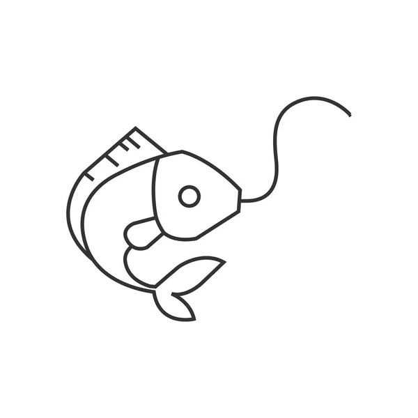 Icona di contorno - Pesce agganciato — Vettoriale Stock