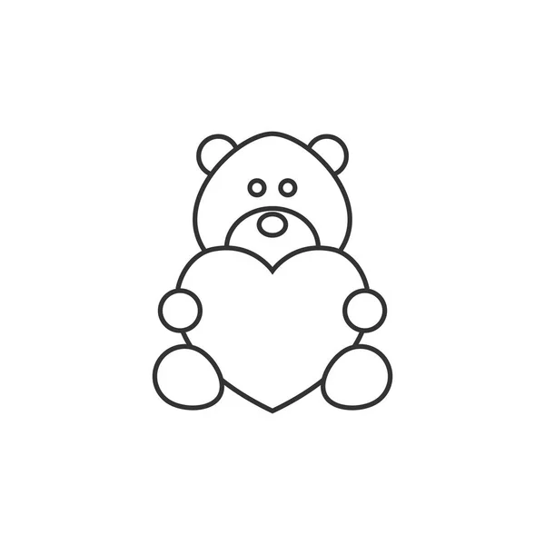 Icono del esquema - Teddy love — Vector de stock