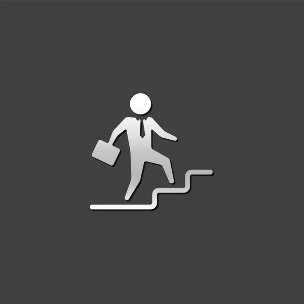 Metallic Icon - Businessman stairway — Stock Vector