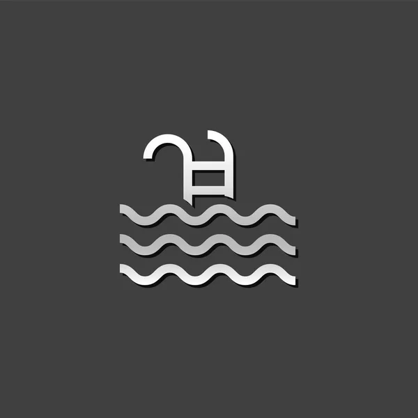 Metallische Ikone - Schwimmbad — Stockvektor